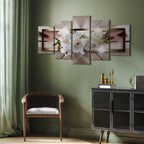 Abstract Orchid Shine Canvas Print (5 Parts) Wide