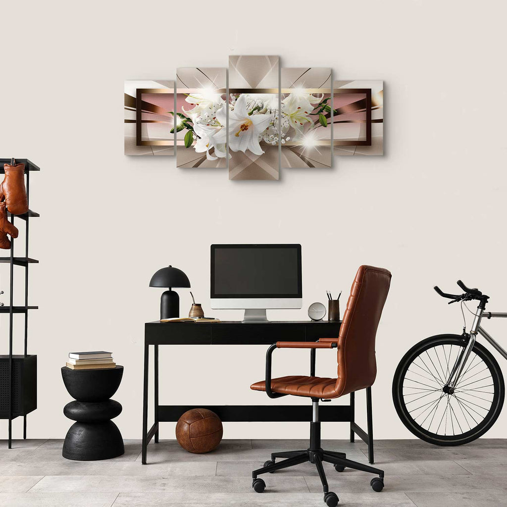 Abstract Orchid Shine Canvas Print (5 Parts) Wide