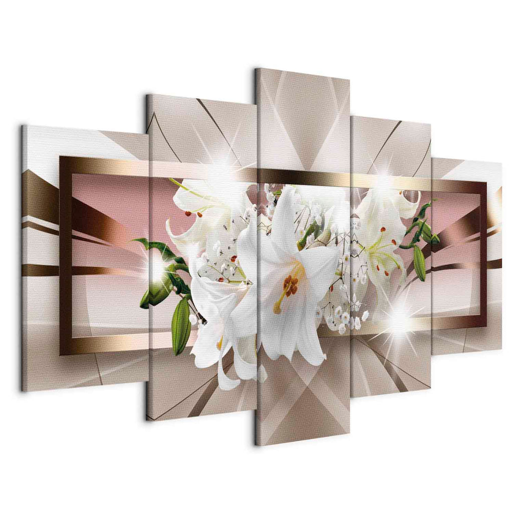 Abstract Orchid Shine Canvas Print (5 Parts) Wide
