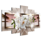 Abstract Orchid Shine Canvas Print (5 Parts) Wide