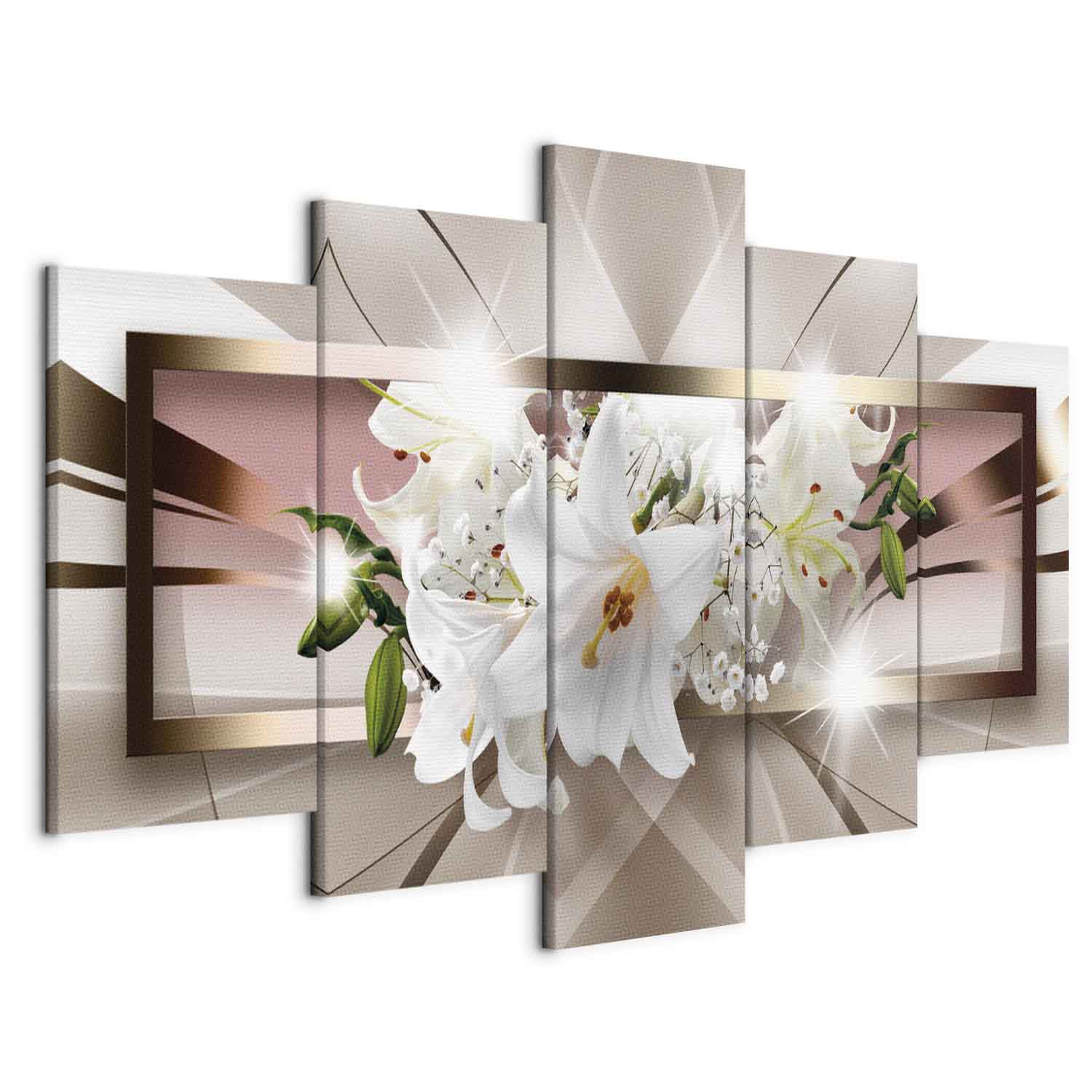 Abstract Orchid Shine Canvas Print (5 Parts) Wide