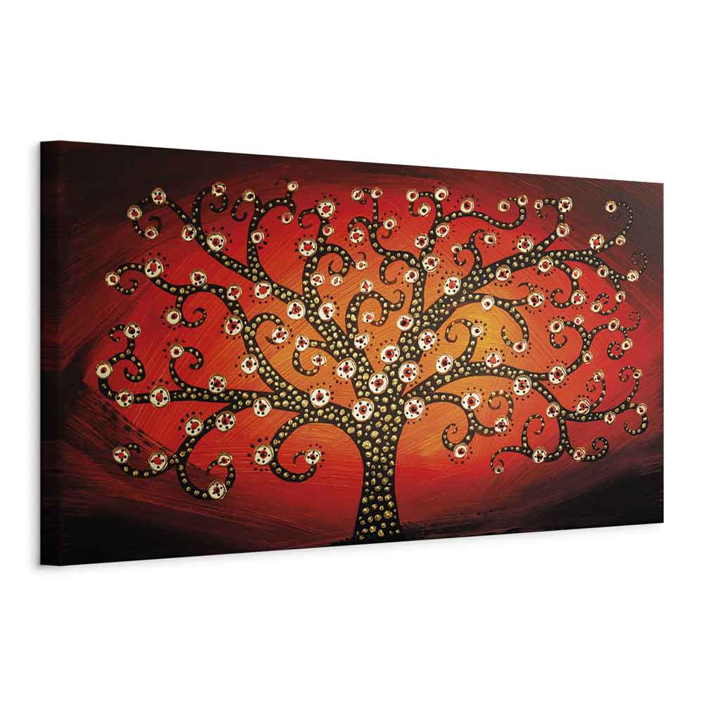Fiery Abstract Tree Narrow Canvas Print