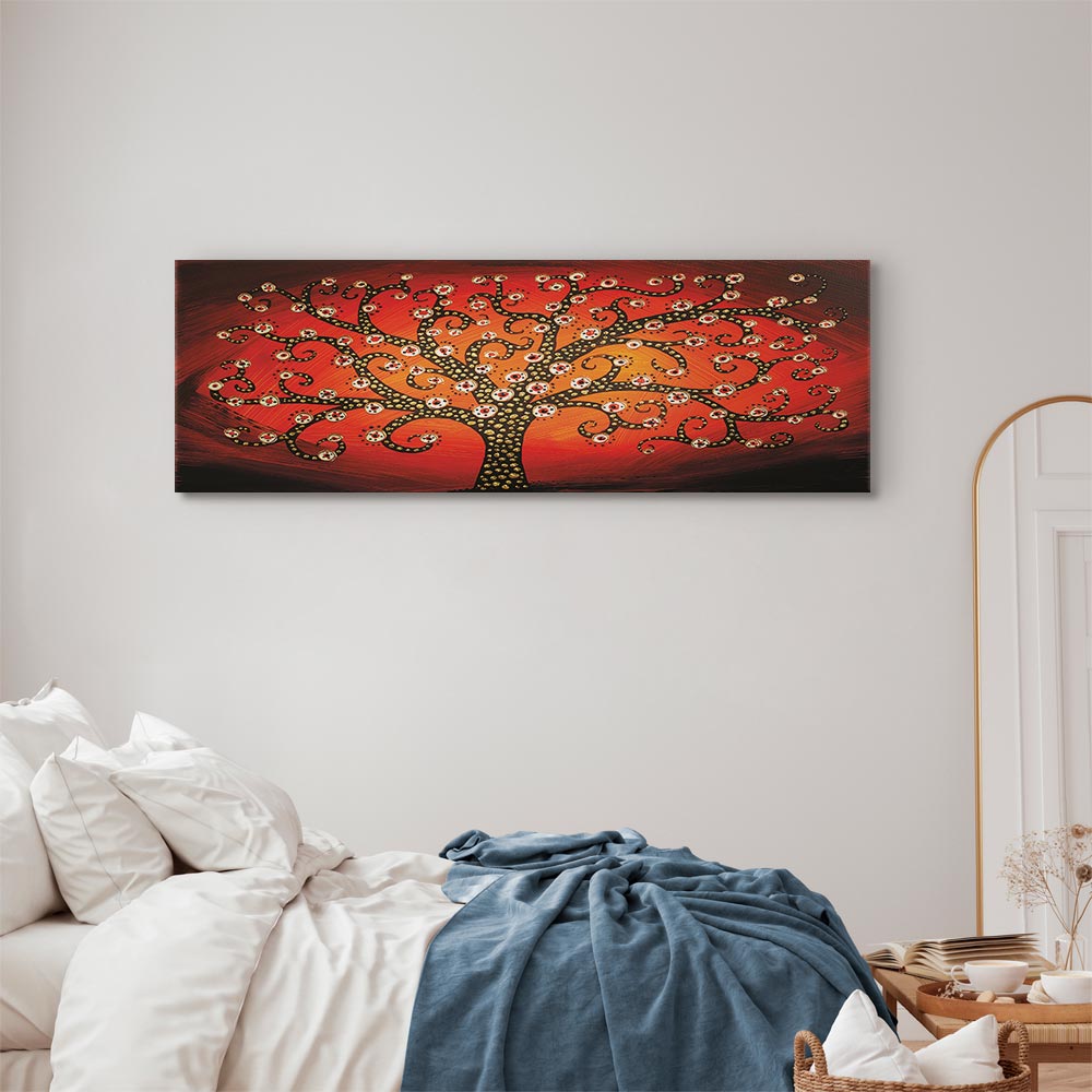 Fiery Abstract Tree Narrow Canvas Print