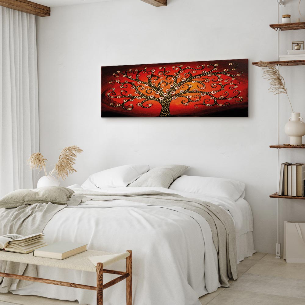 Fiery Abstract Tree Narrow Canvas Print