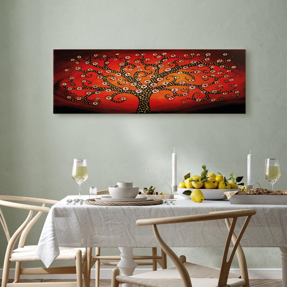 Fiery Abstract Tree Narrow Canvas Print