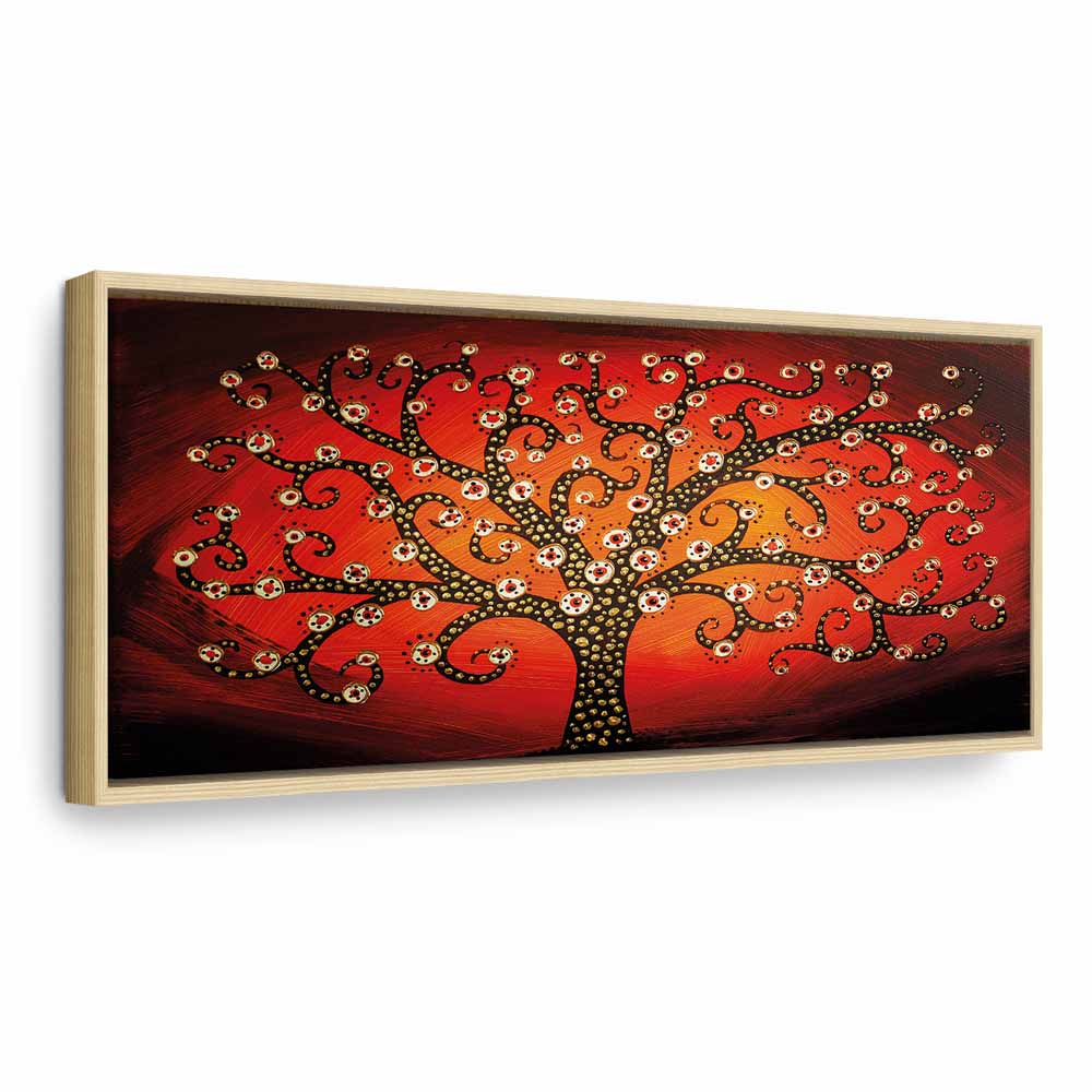Fiery Abstract Tree Narrow Canvas Print