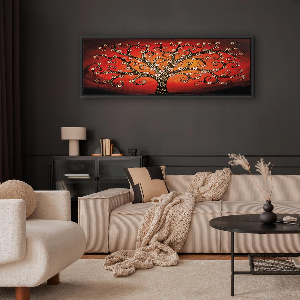 Fiery Abstract Tree Narrow Canvas Print