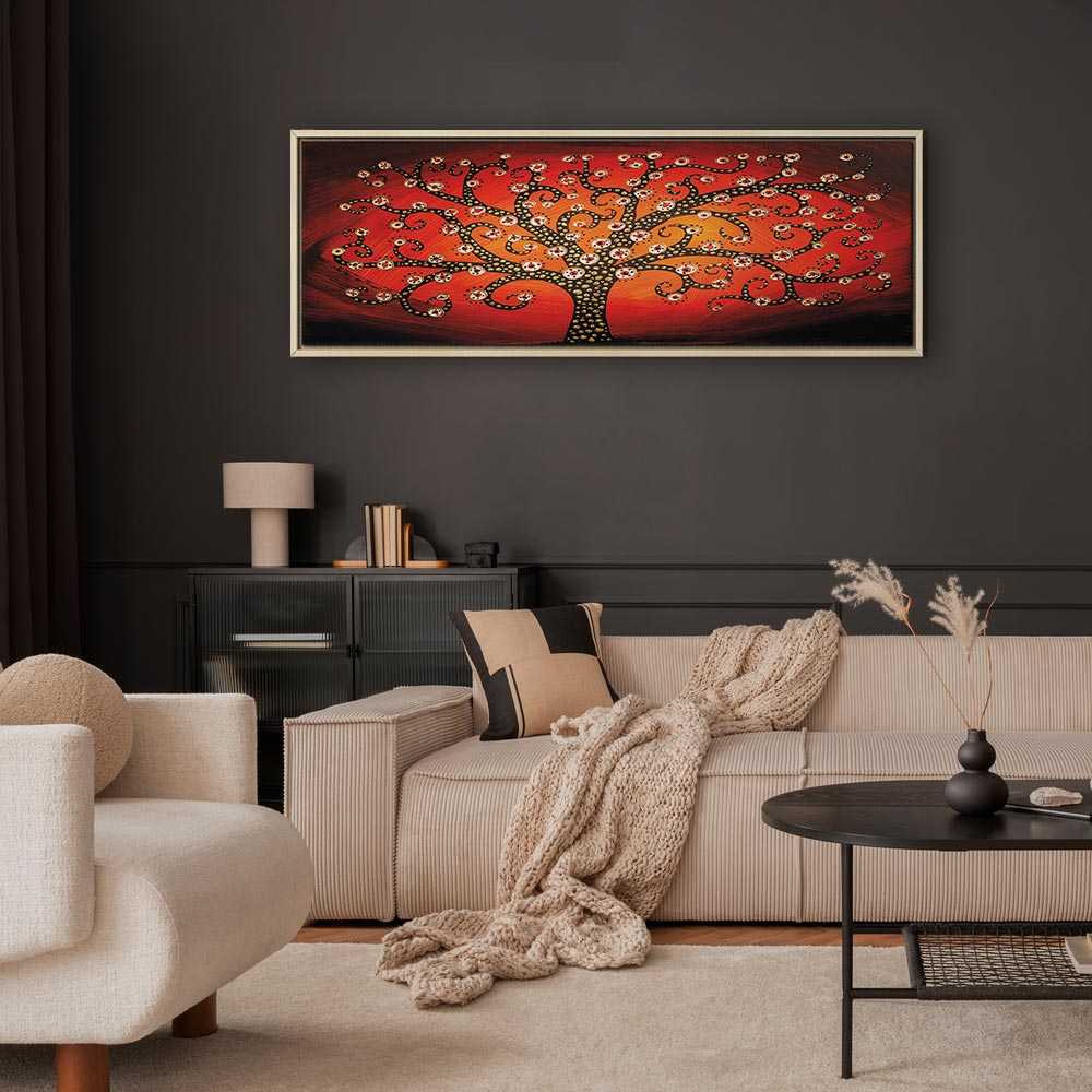 Fiery Abstract Tree Narrow Canvas Print