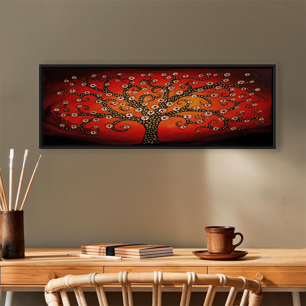 Fiery Abstract Tree Narrow Canvas Print