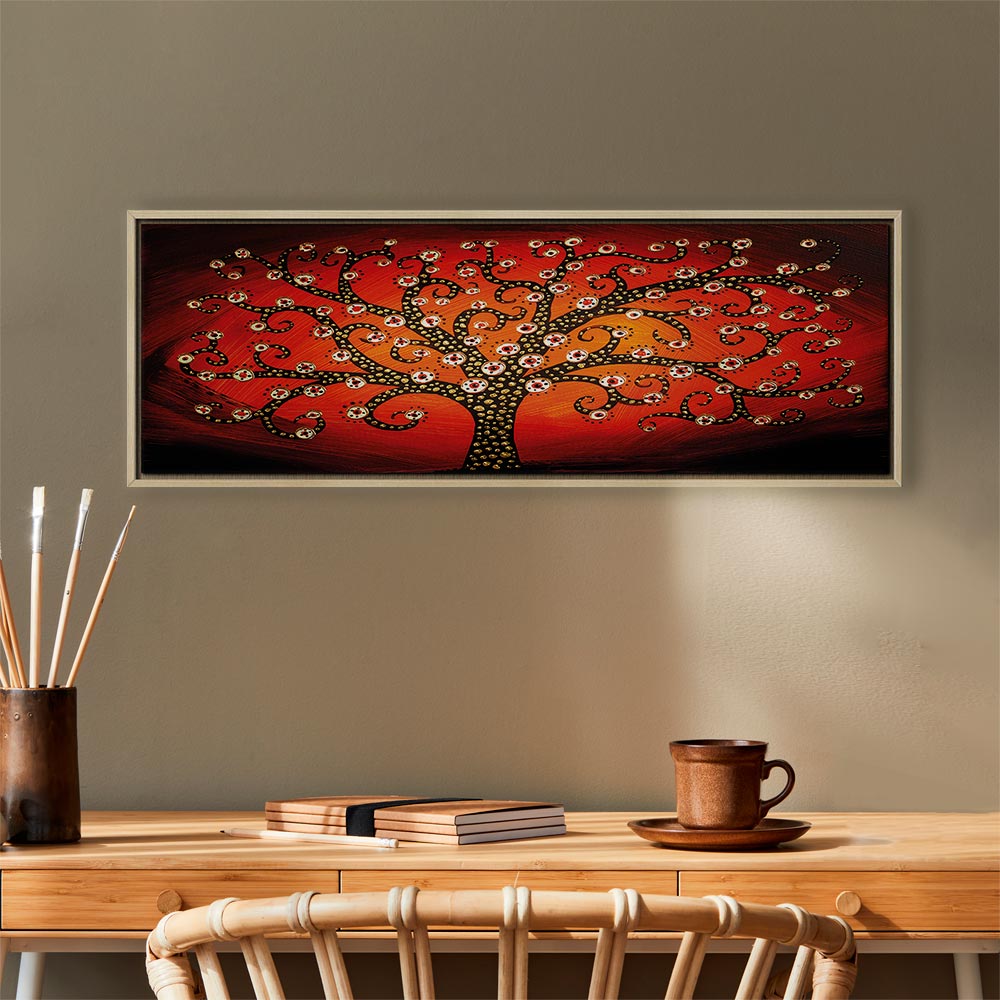Fiery Abstract Tree Narrow Canvas Print