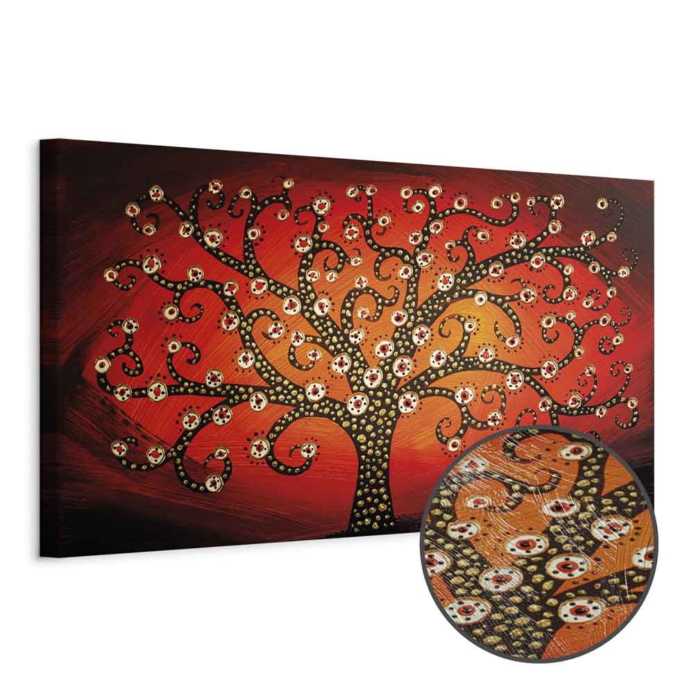 Fiery Abstract Tree Narrow Canvas Print
