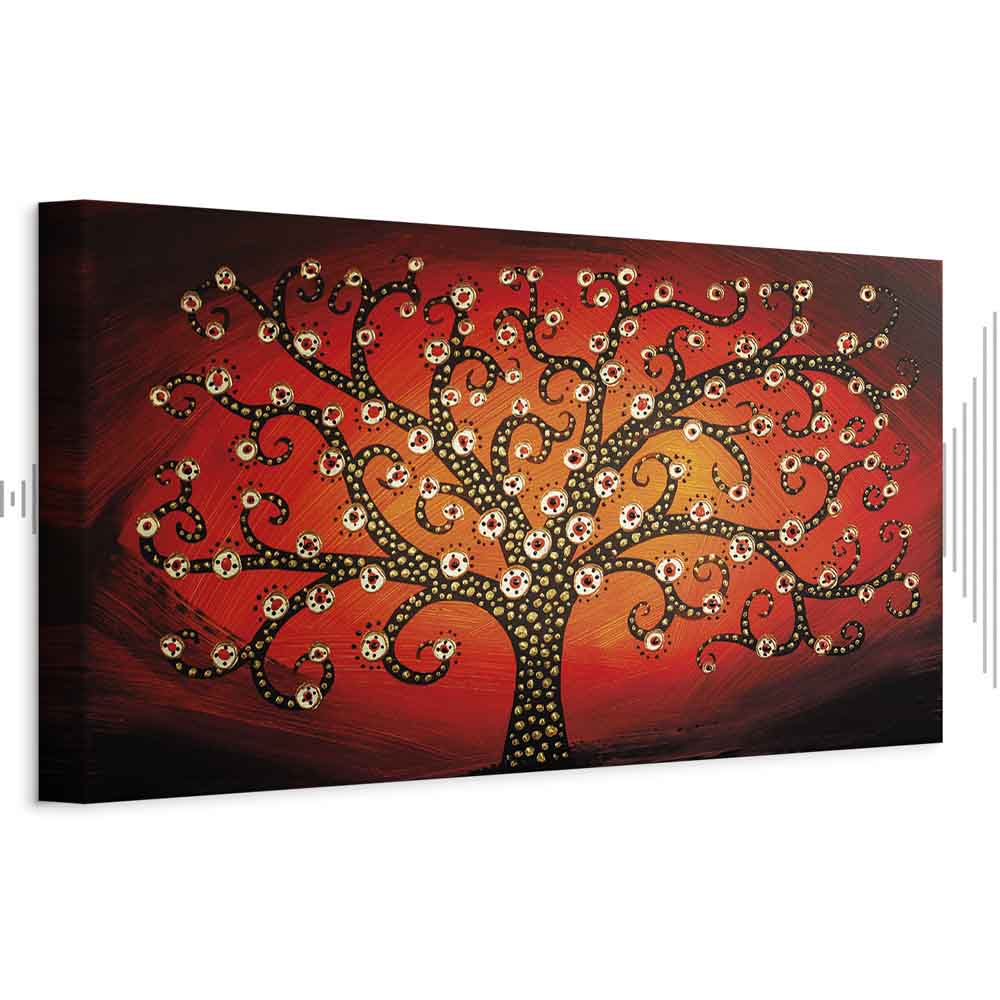 Fiery Abstract Tree Narrow Canvas Print