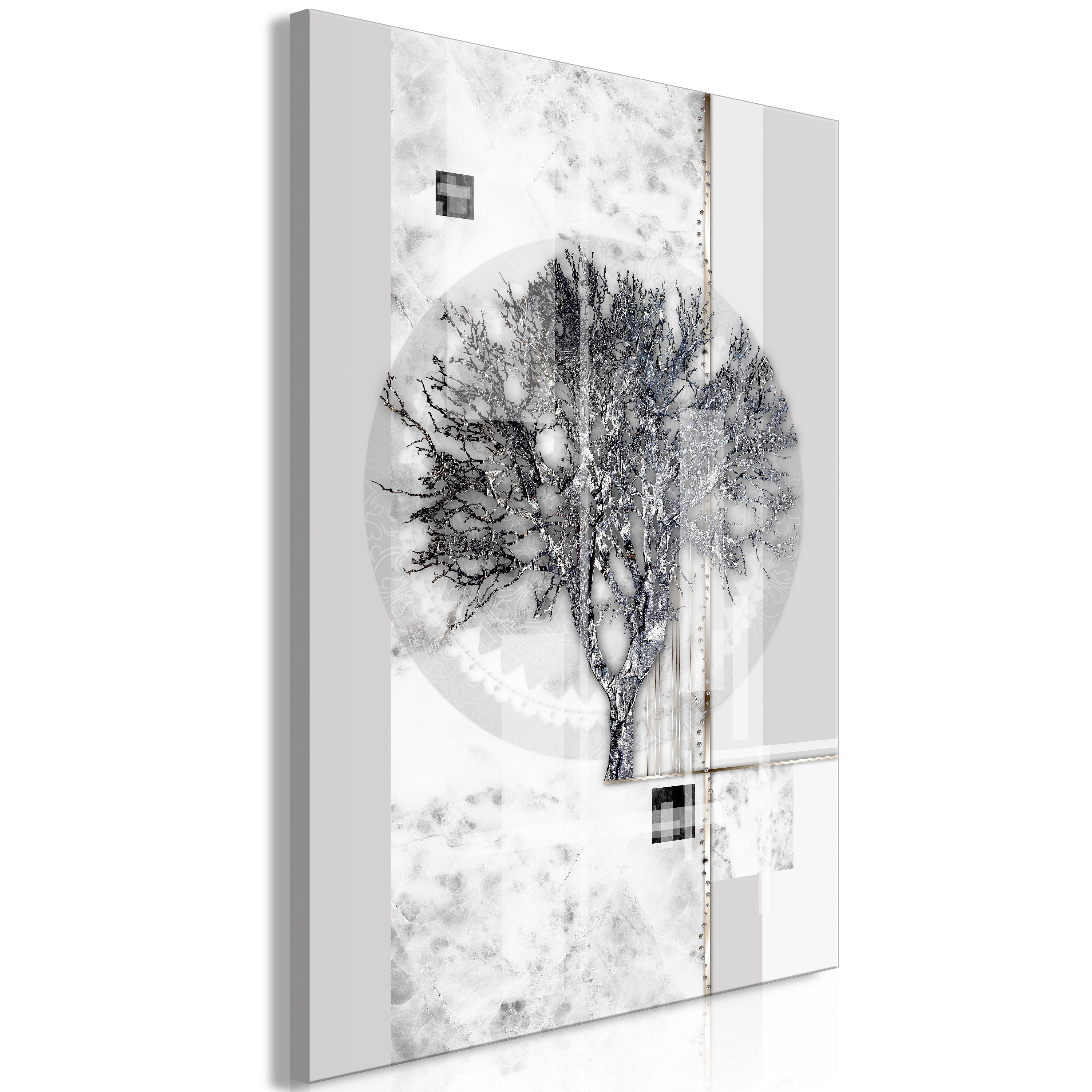 Stylish Canvas Print of a Silver Tree in Vertical Frame