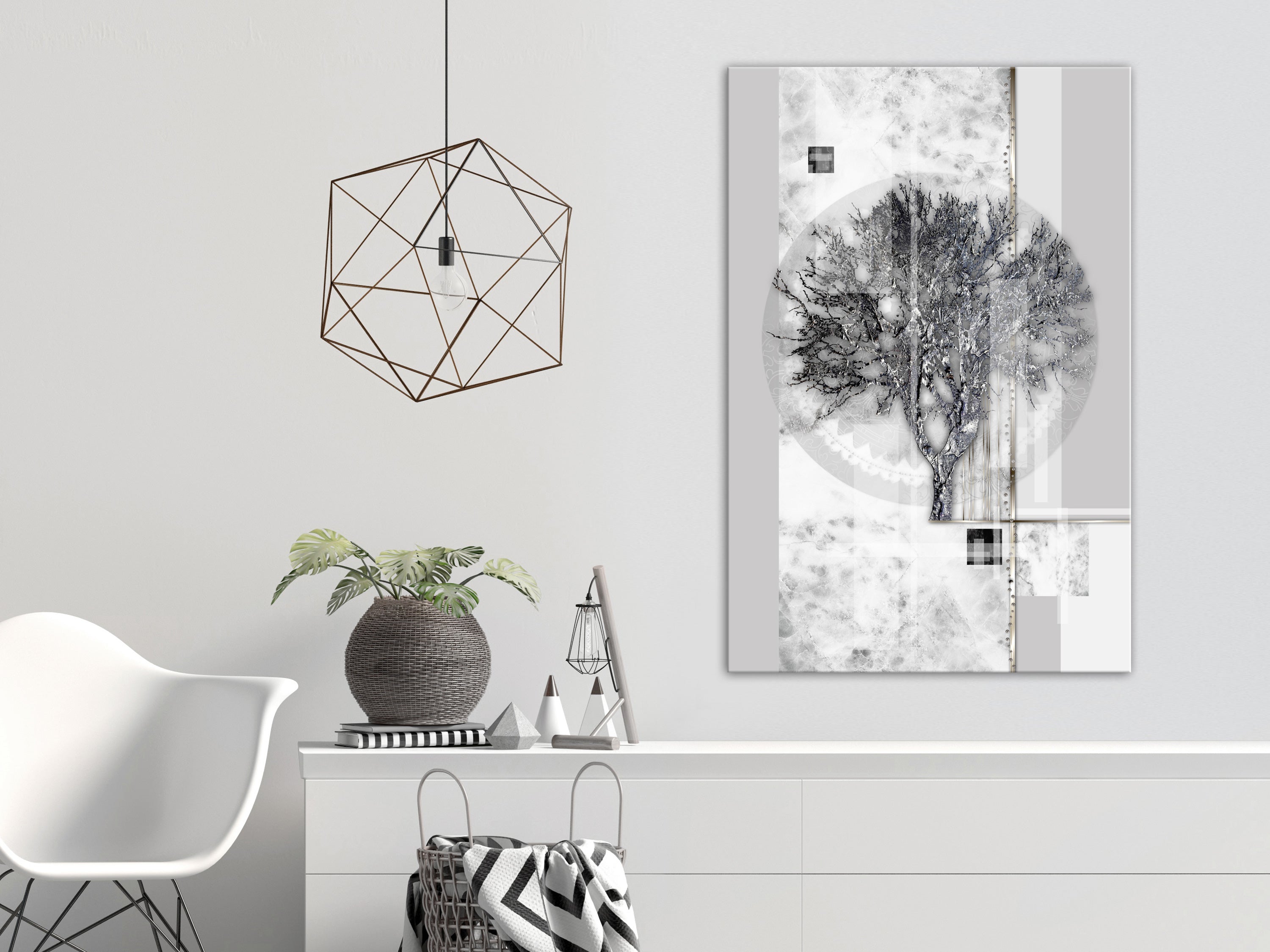 Stylish Canvas Print of a Silver Tree in Vertical Frame