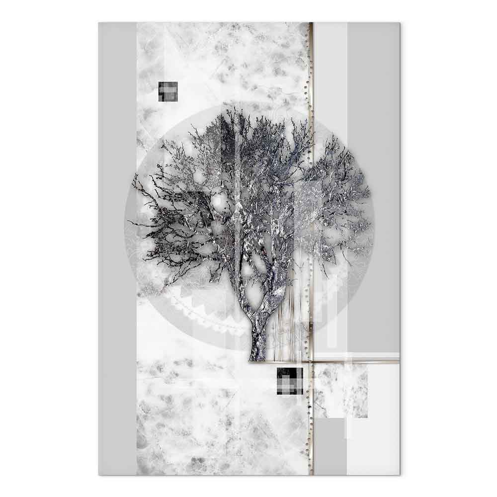 Silver Tree Abstract Vertical Canvas Print