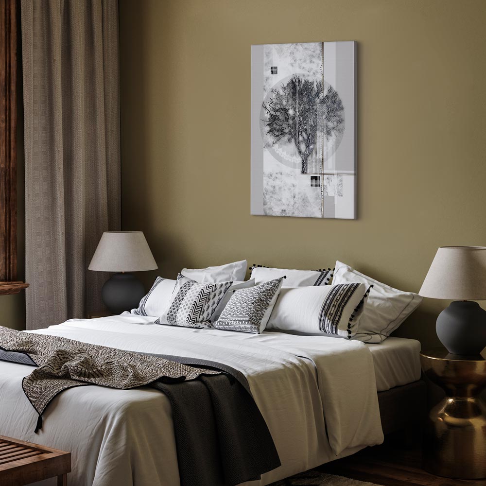 Silver Tree Abstract Vertical Canvas Print