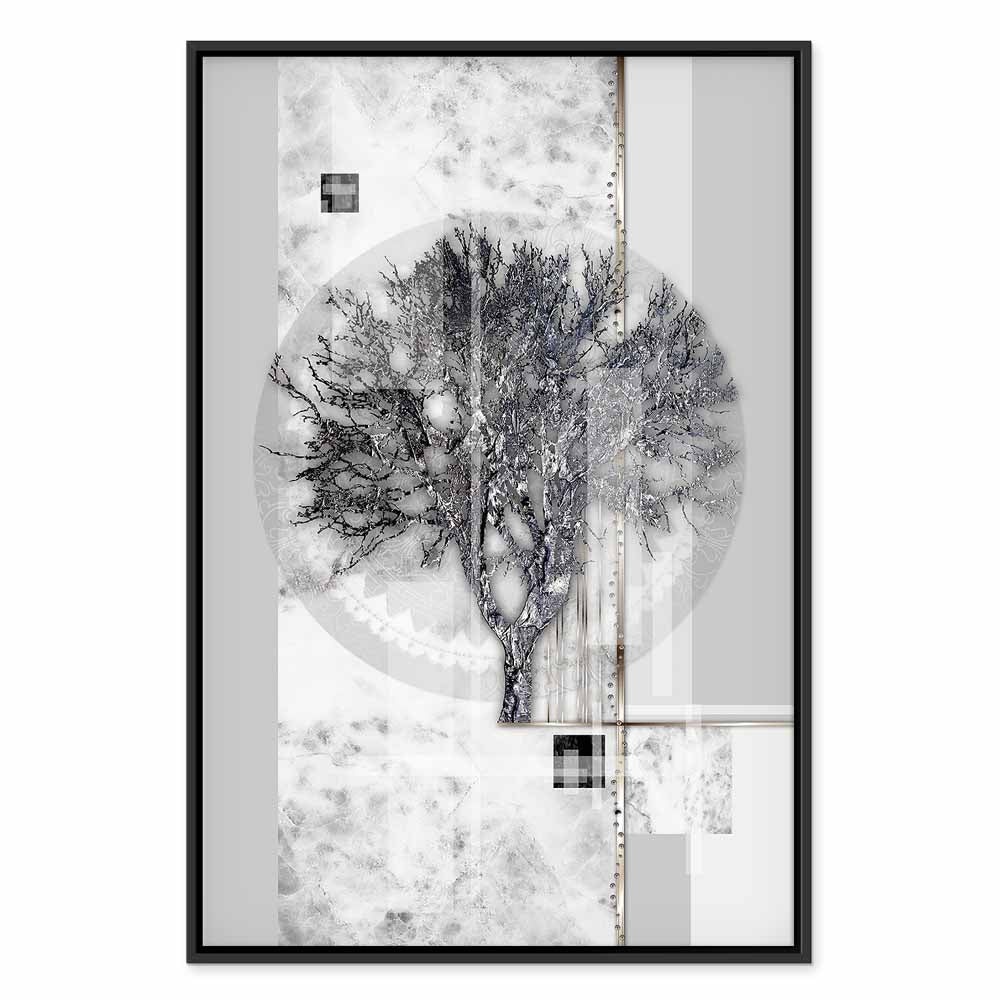 Silver Tree Abstract Vertical Canvas Print
