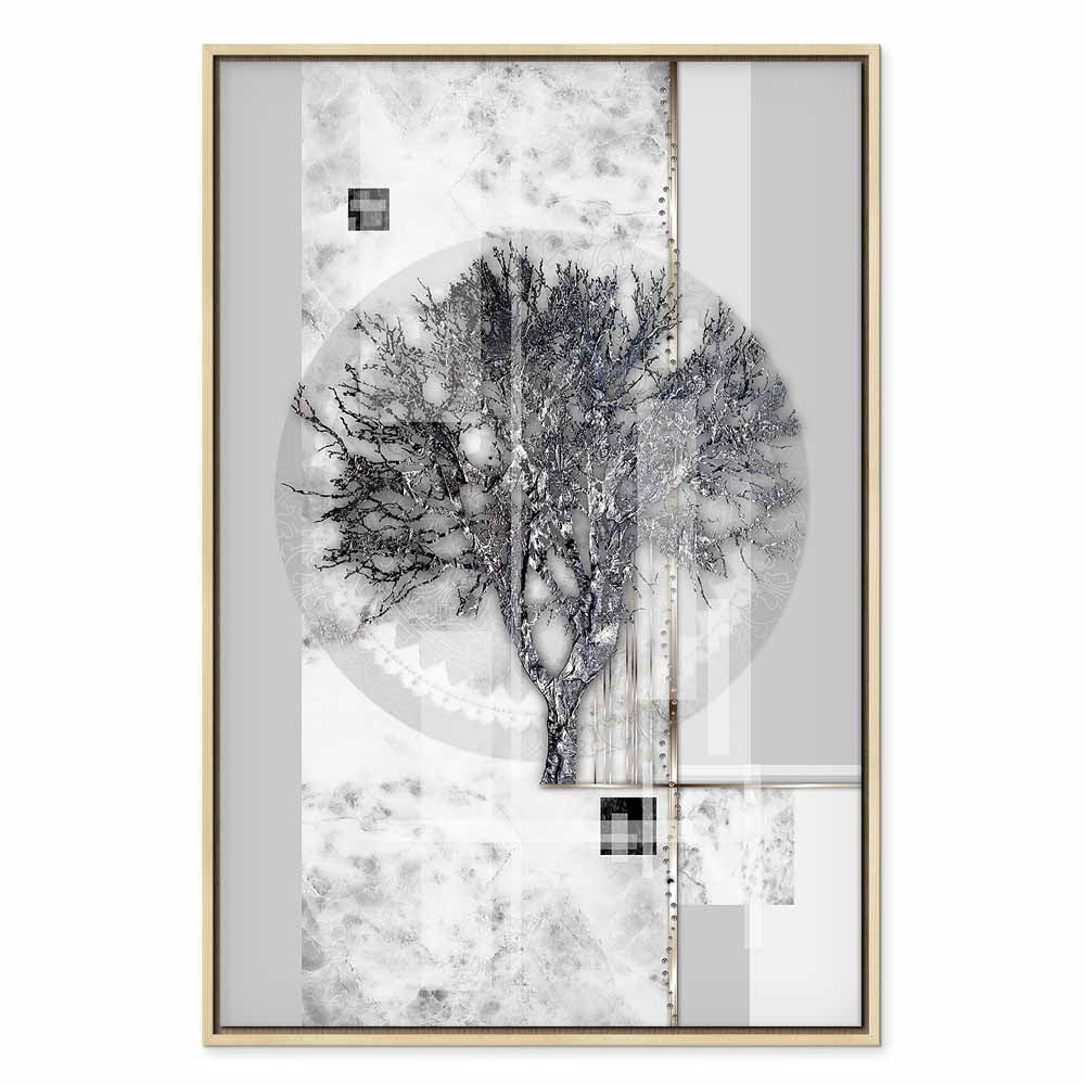 Silver Tree Abstract Vertical Canvas Print