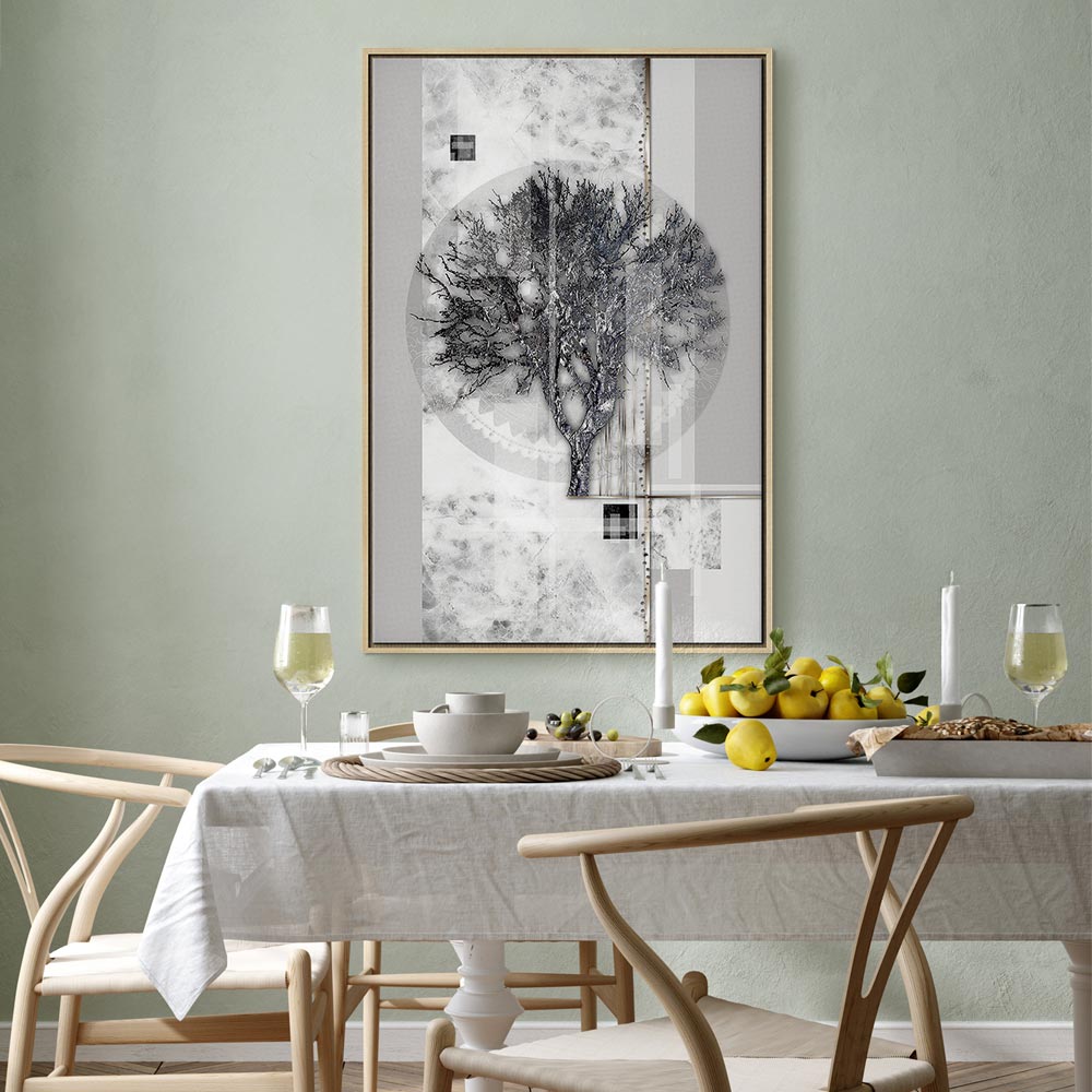 Silver Tree Abstract Vertical Canvas Print