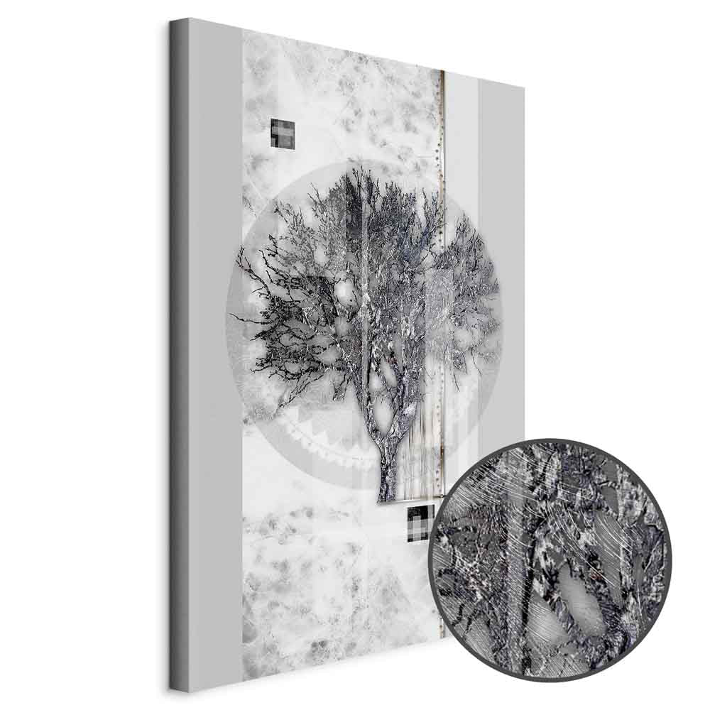 Silver Tree Abstract Vertical Canvas Print