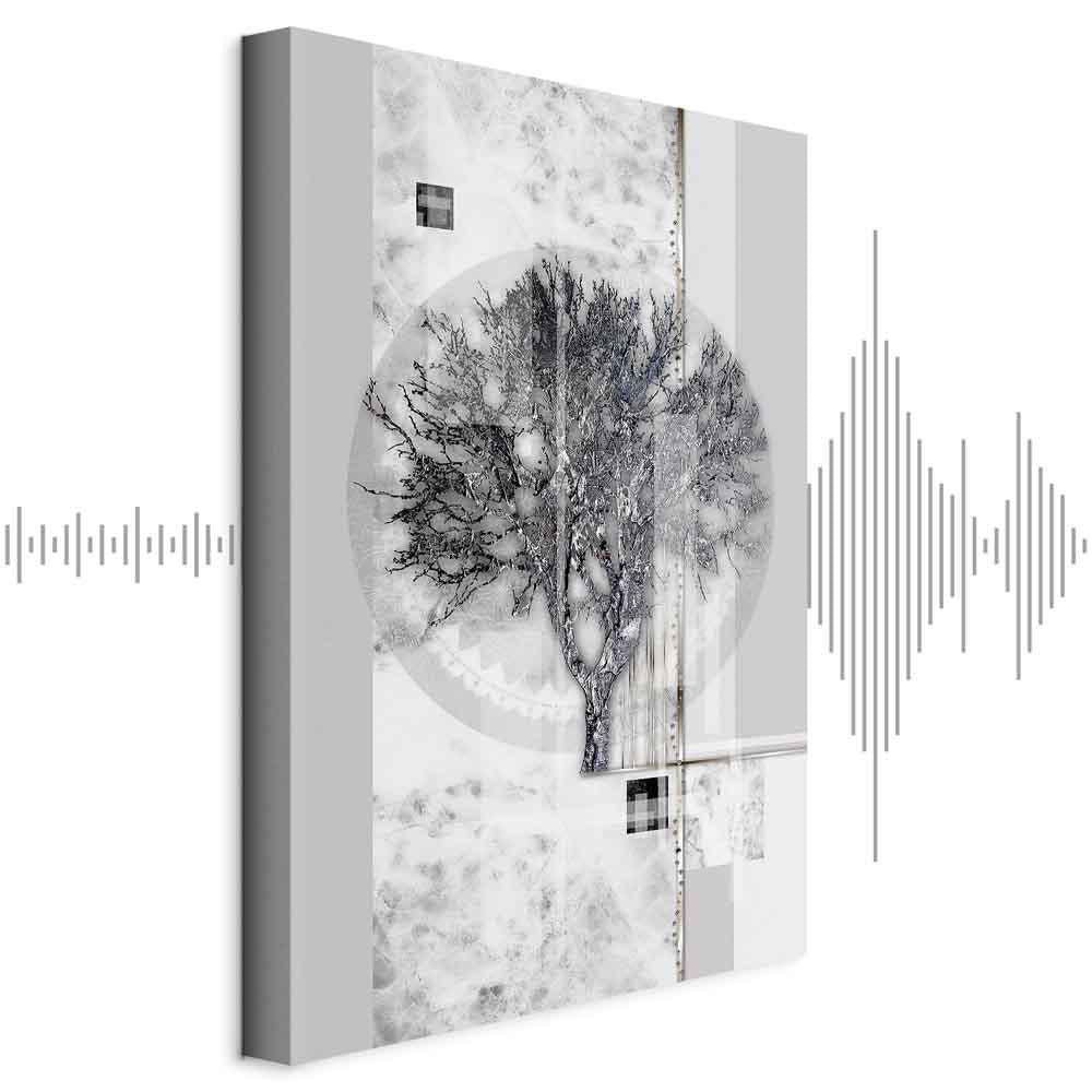 Silver Tree Abstract Vertical Canvas Print