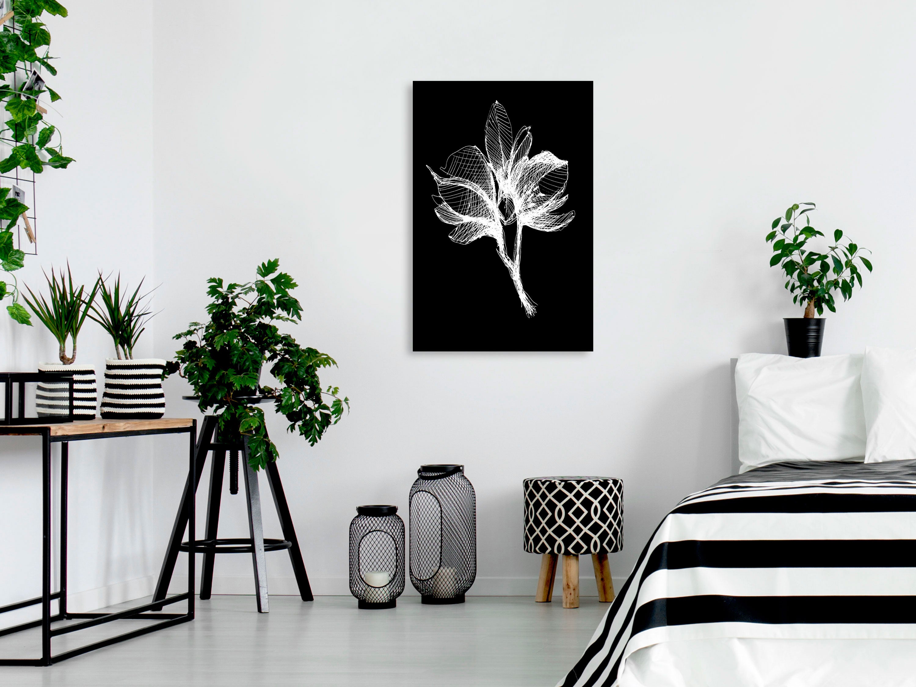 Night Flower Canvas Print with Floral Design