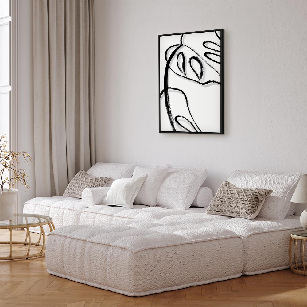 White Monstera Leaf Minimalist Canvas Print