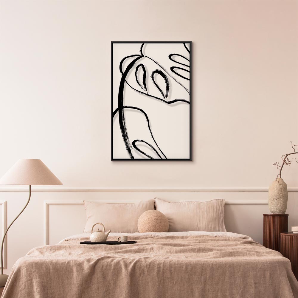White Monstera Leaf Minimalist Canvas Print