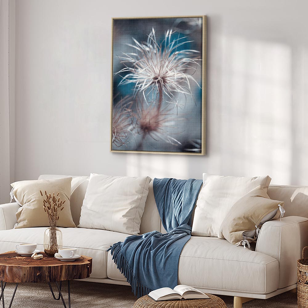 Blue Botanical Plant Vertical Canvas Print