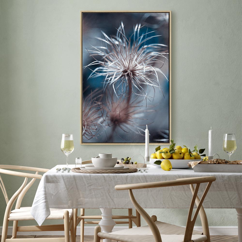 Blue Botanical Plant Vertical Canvas Print