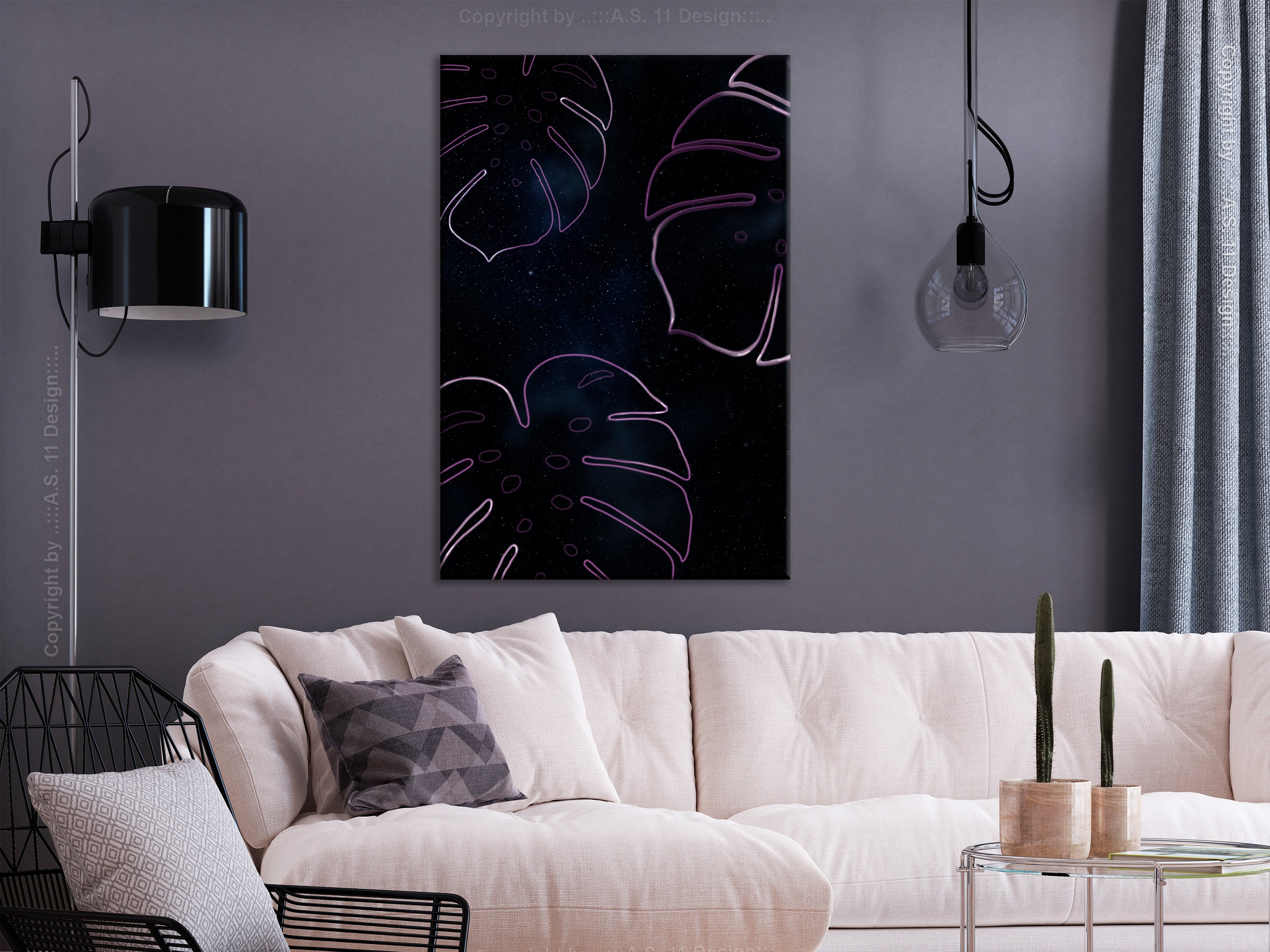 Galactic Monstera Canvas Print for Stylish Homes