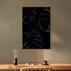 Galactic Monstera Leaves Vertical Canvas Print
