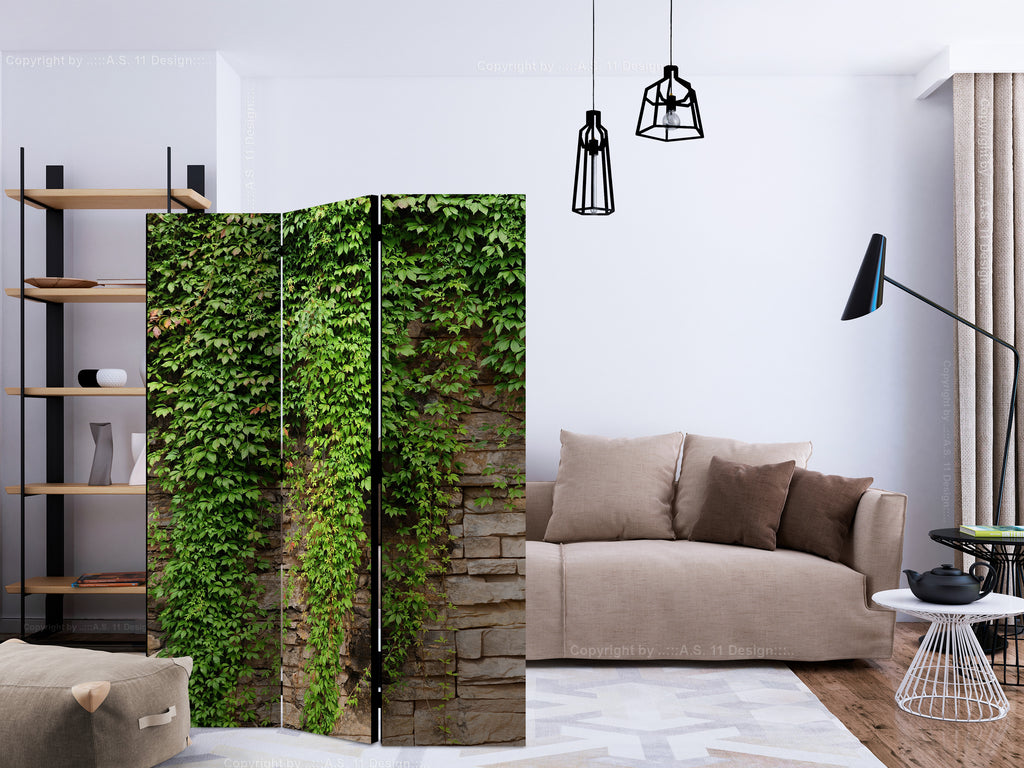 Ivy Leaves Green 3-Panel Room Divider