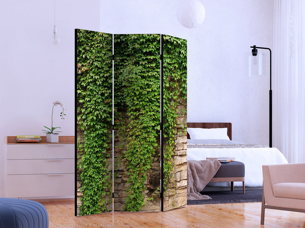 Ivy Leaves Green 3-Panel Room Divider