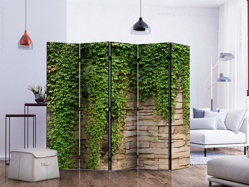 Green Ivy Leaves Nature 5-Panel Room Divider