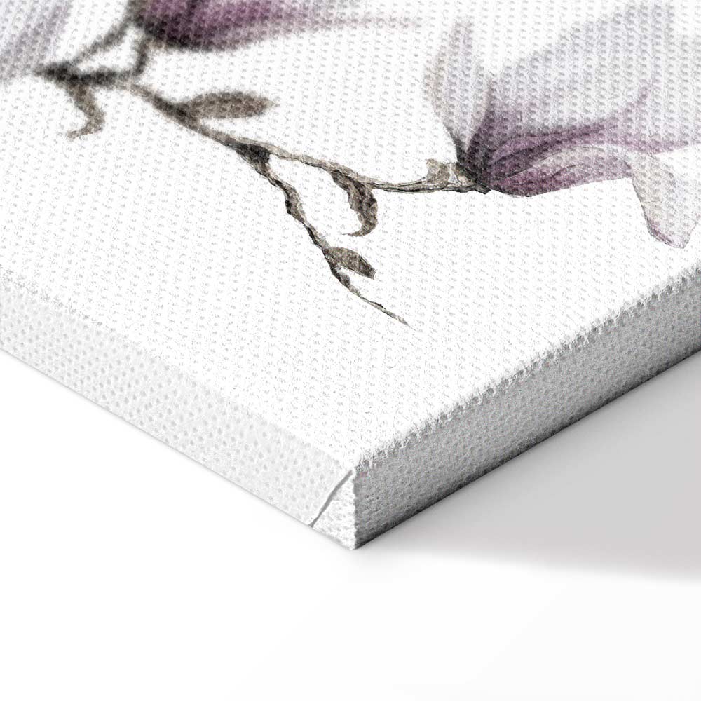 Painted Magnolia Flowers Wide Canvas Print