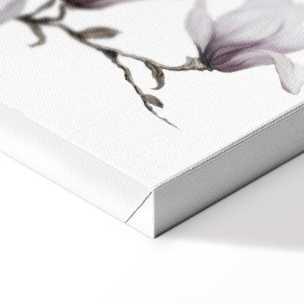 Painted Magnolia Flowers Wide Canvas Print