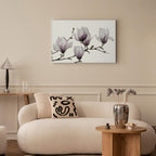 Painted Magnolia Flowers Wide Canvas Print
