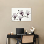 Painted Magnolia Flowers Wide Canvas Print
