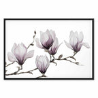 Painted Magnolia Flowers Wide Canvas Print