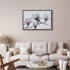 Painted Magnolia Flowers Wide Canvas Print