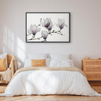 Painted Magnolia Flowers Wide Canvas Print