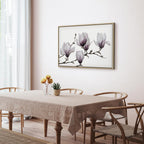 Painted Magnolia Flowers Wide Canvas Print