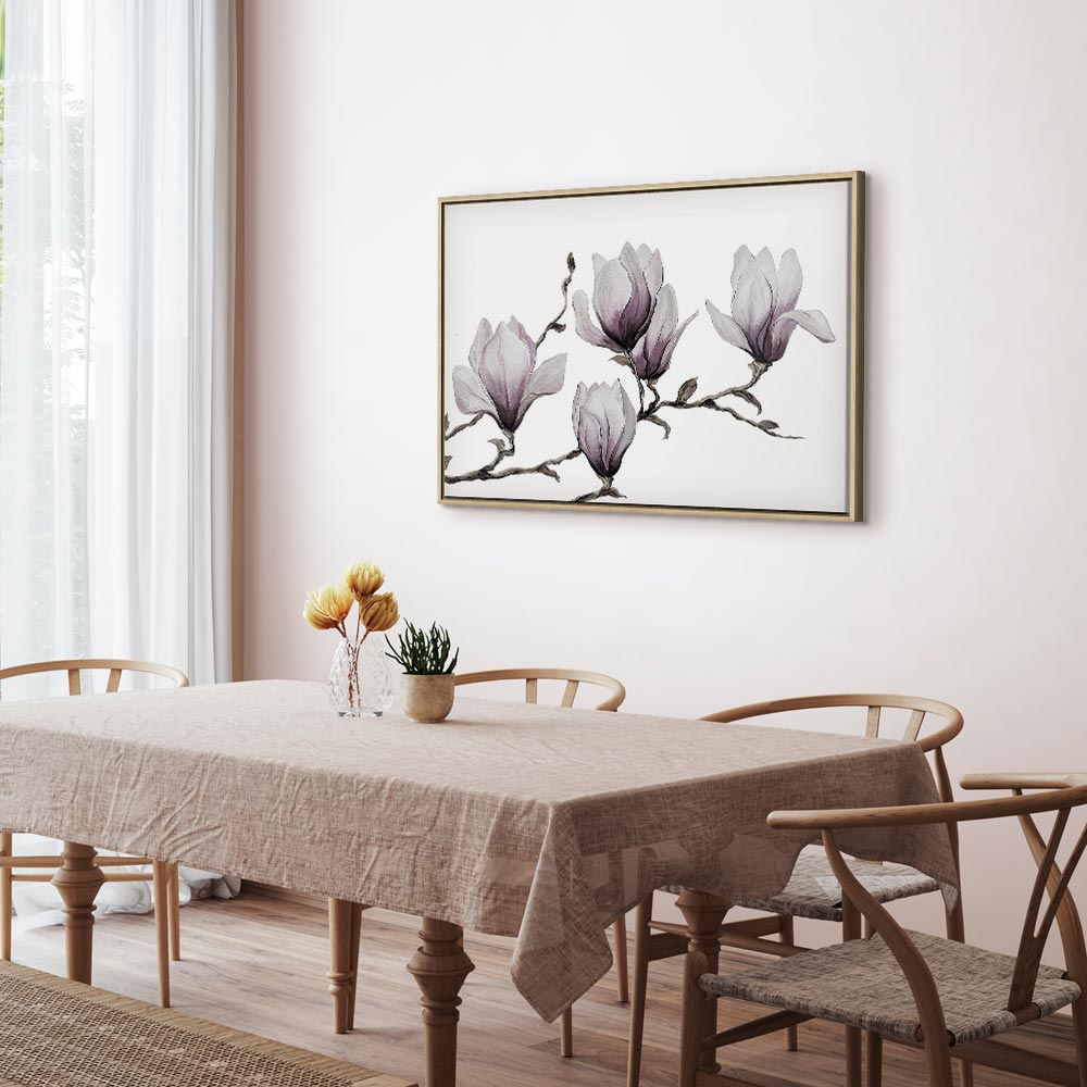 Painted Magnolia Flowers Wide Canvas Print