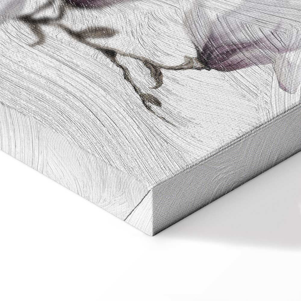 Painted Magnolia Flowers Wide Canvas Print