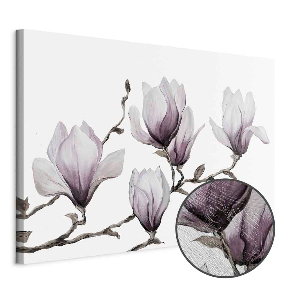 Painted Magnolia Flowers Wide Canvas Print