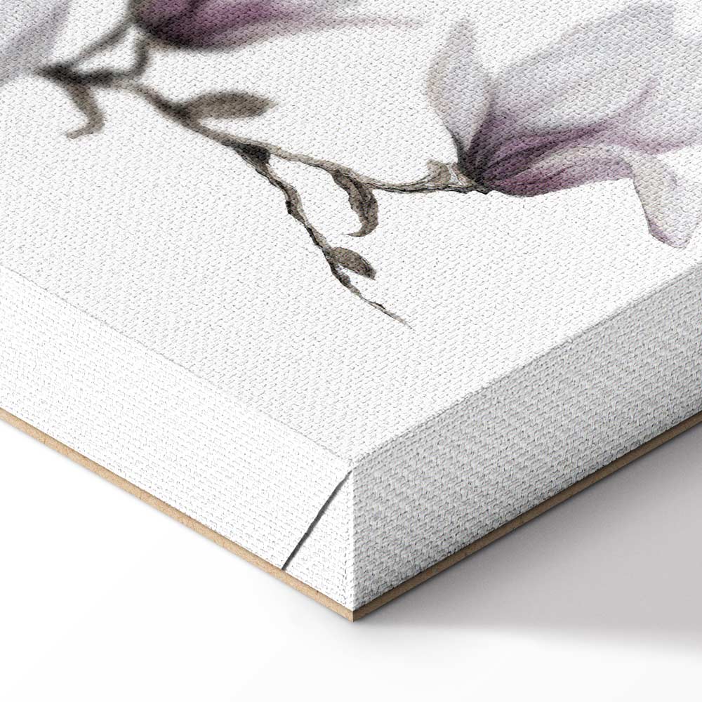 Painted Magnolia Flowers Wide Canvas Print