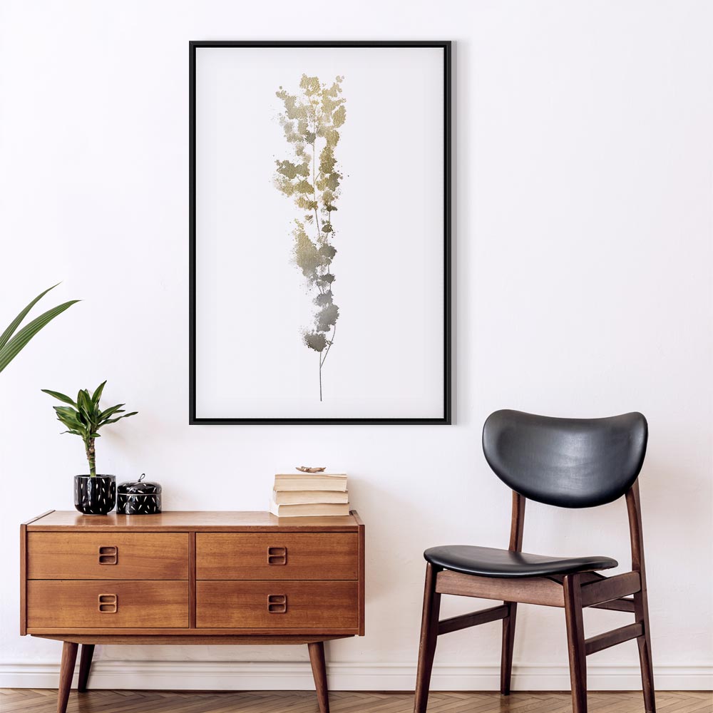 Golden Branch Abstract Canvas Print