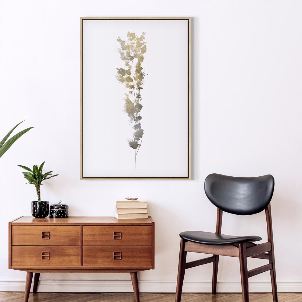 Golden Branch Abstract Canvas Print