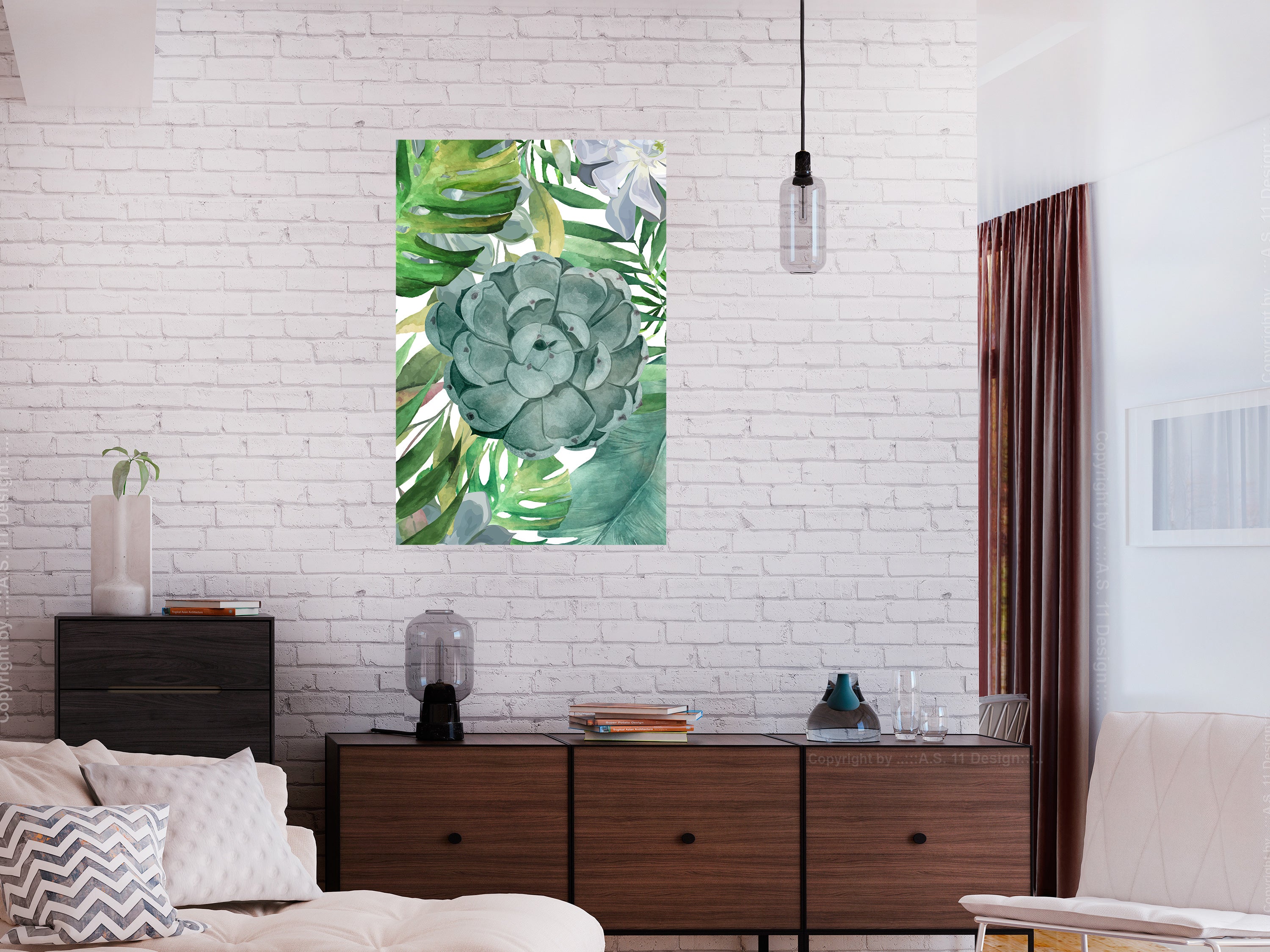 Tropical Flora Canvas Print Featuring Leaves and Greenery
